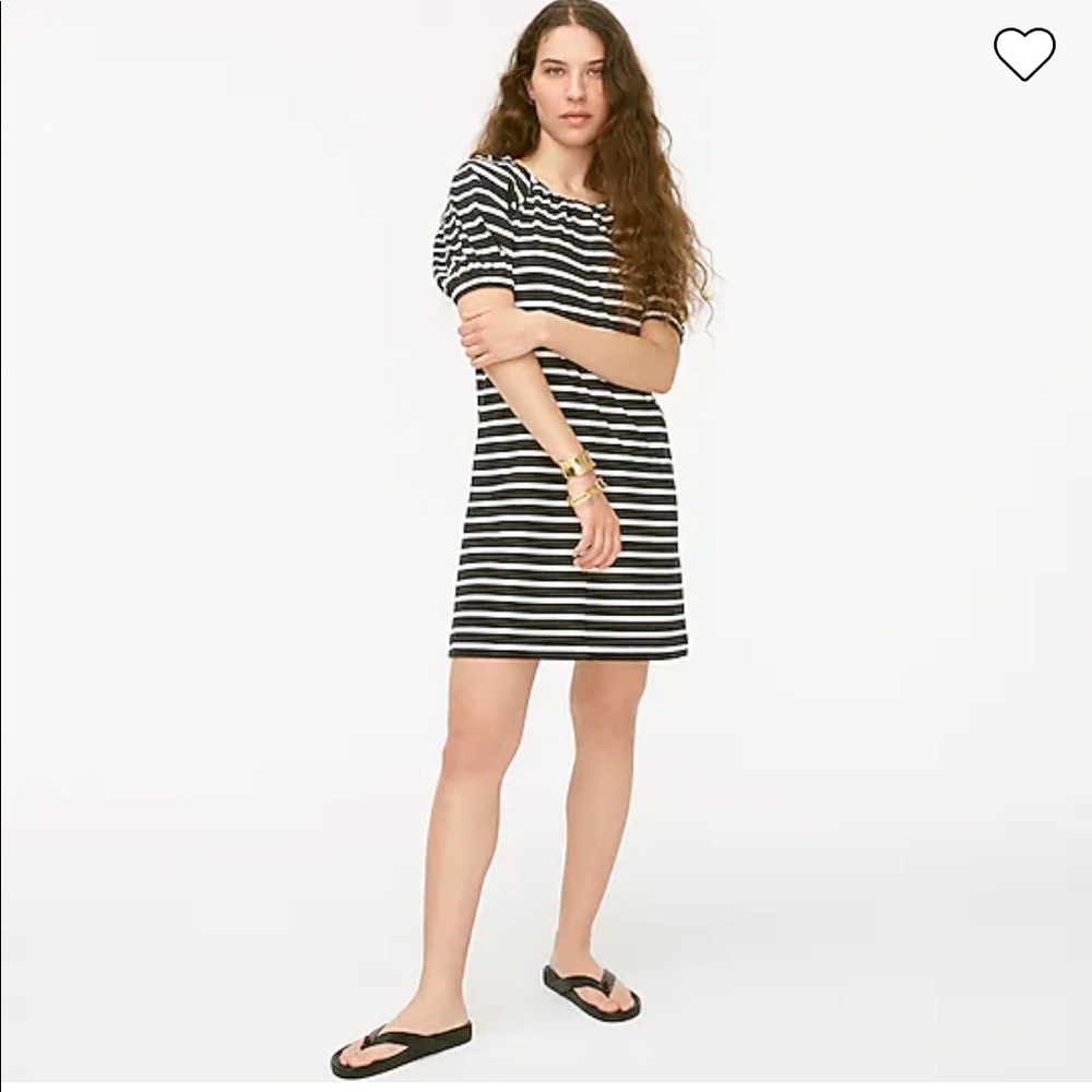 J. Crew Puff Sleeve Knot Dress in Stripe Sz M